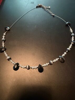 Elegant Black and Clear Beaded Women's Necklace